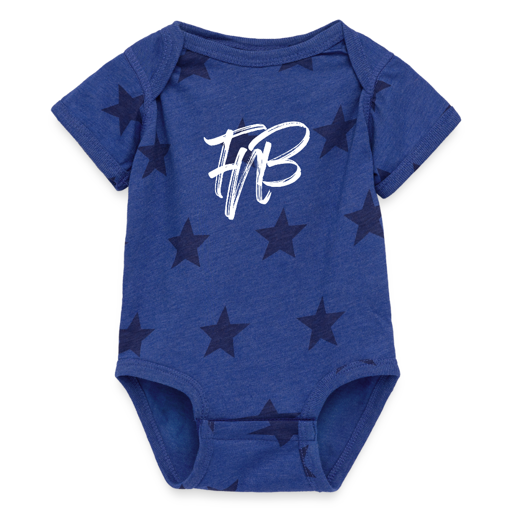 Baby 5 Star Print One Piece - royal star