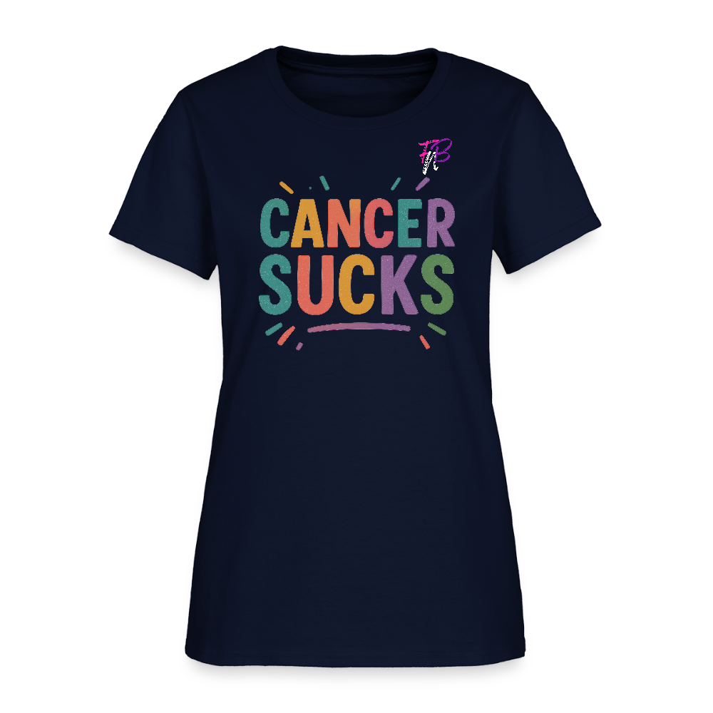 Women's Cancer Sucks T-Shirt - navy