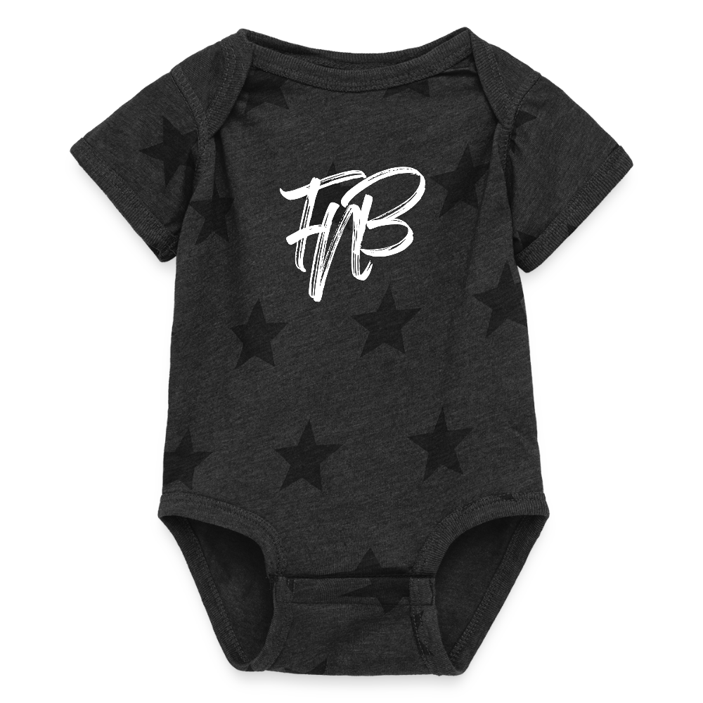 Baby 5 Star Print One Piece - charcoal star