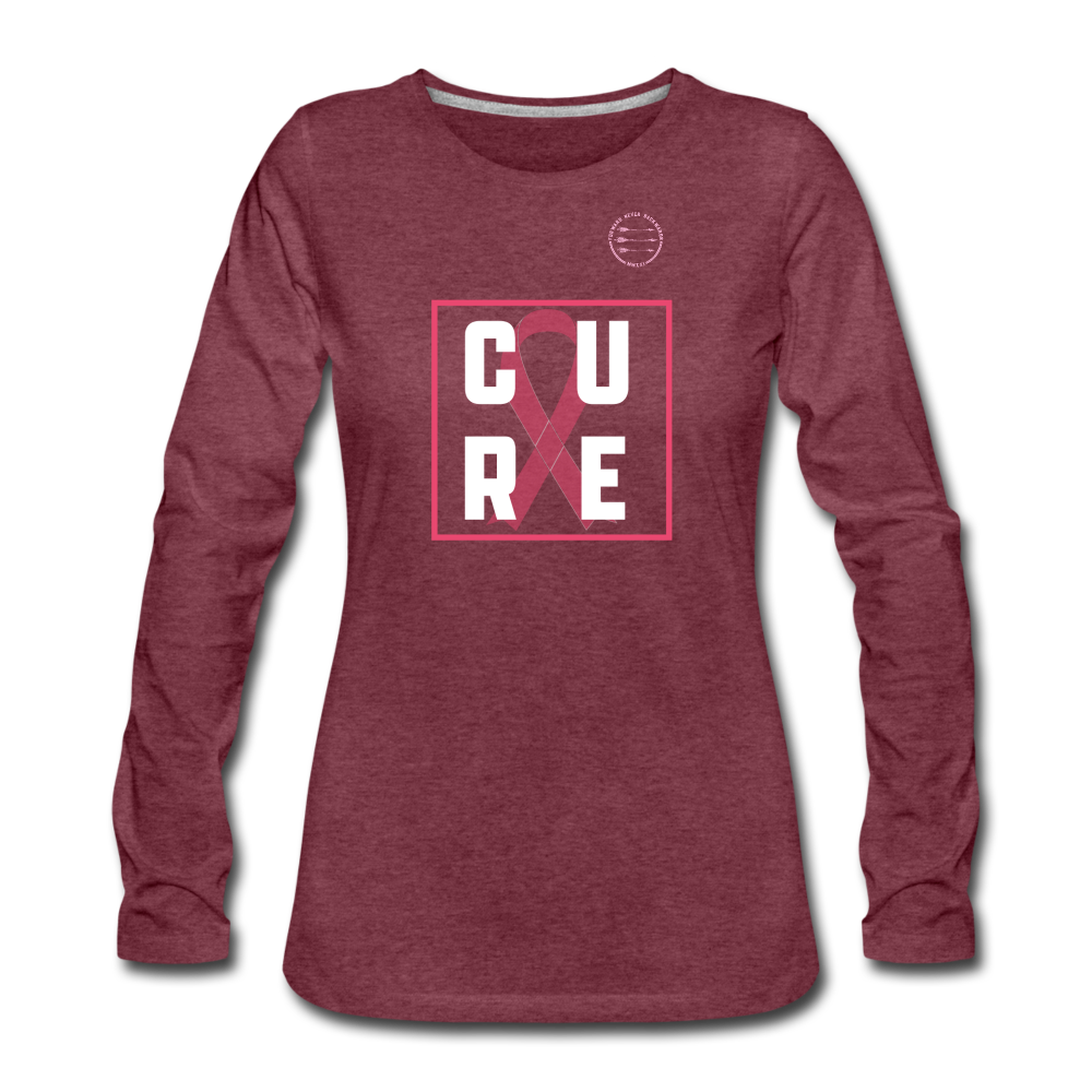 Women's Breast Cancer Long Sleeve T-Shirt - heather burgundy