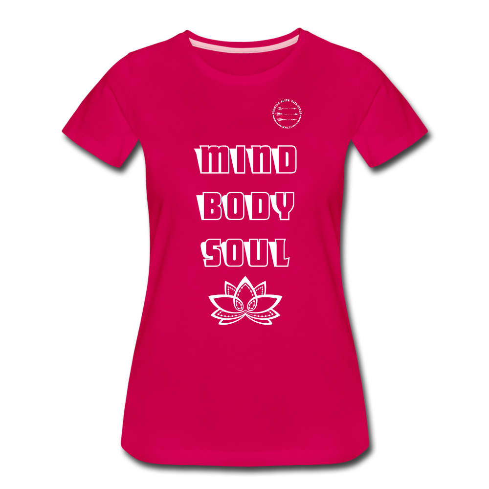Women’s Mind Body Soul T-shirt - dark pink