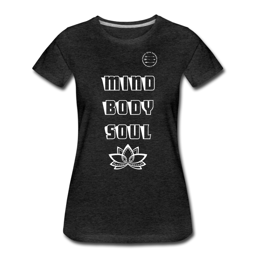 Women’s Mind Body Soul T-shirt - charcoal grey