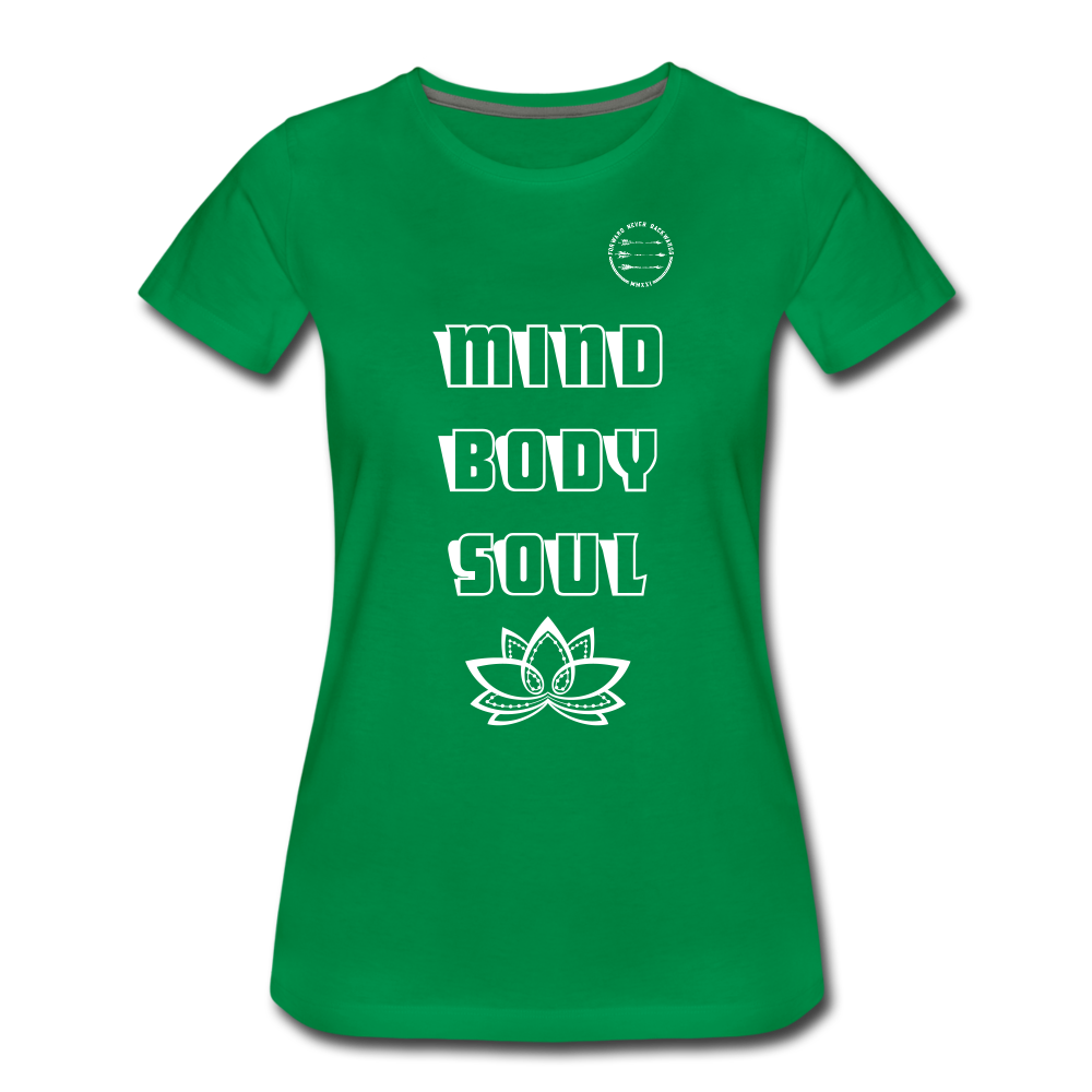 Women’s Mind Body Soul T-shirt - kelly green