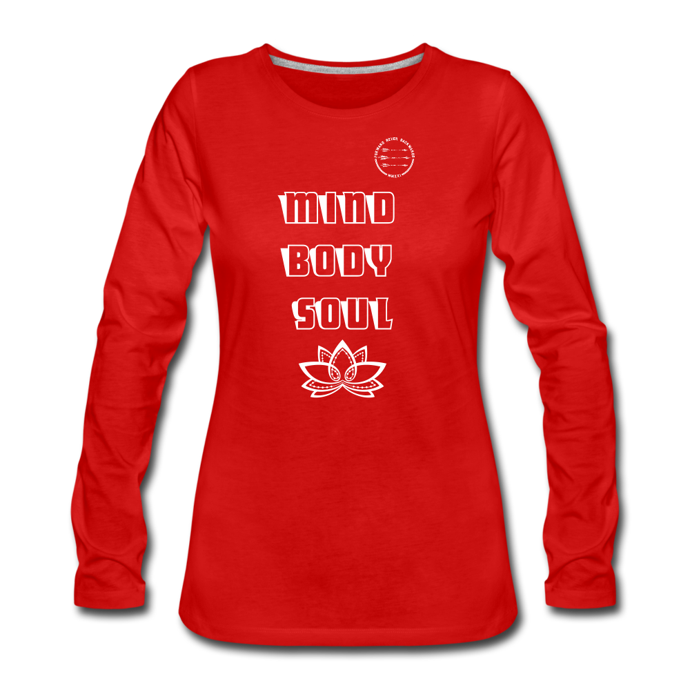 Women's Mind Body Soul Long Sleeve - red