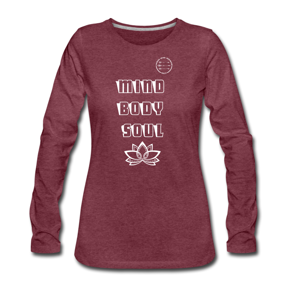 Women's Mind Body Soul Long Sleeve - heather burgundy