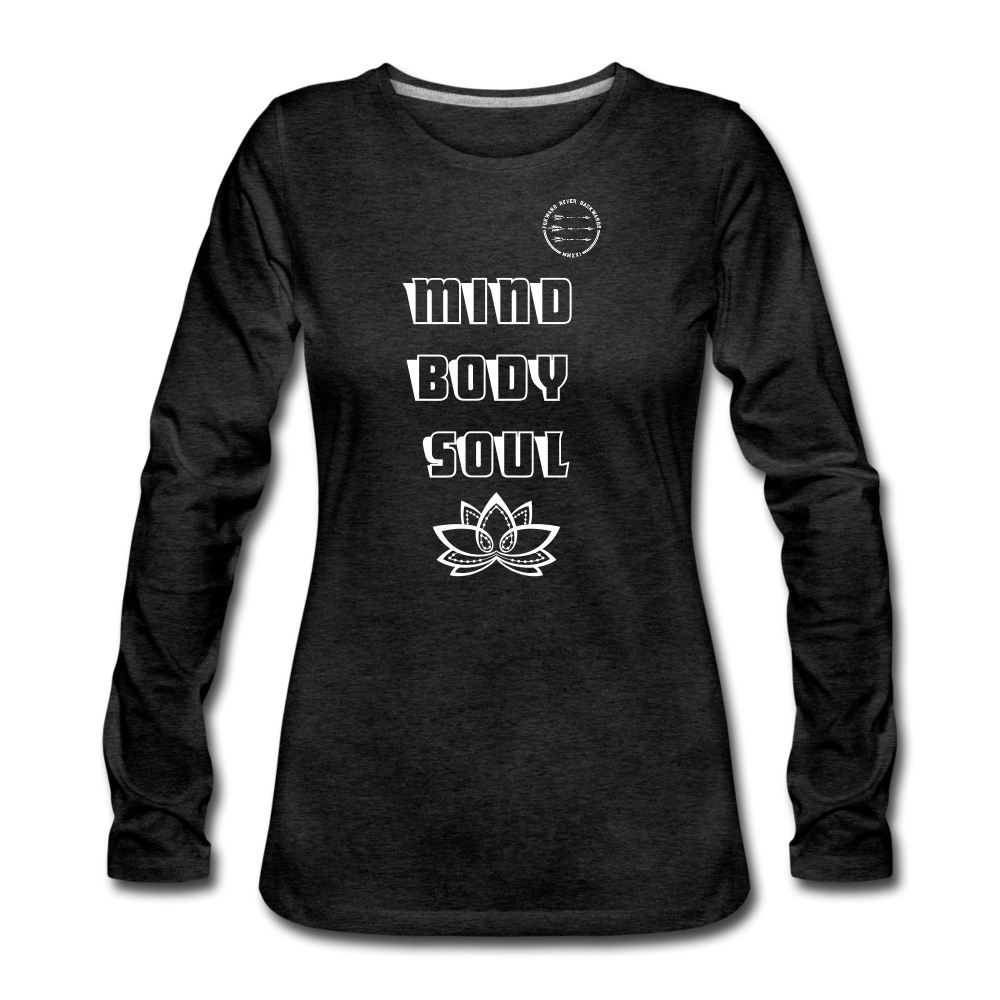 Women's Mind Body Soul Long Sleeve - charcoal grey