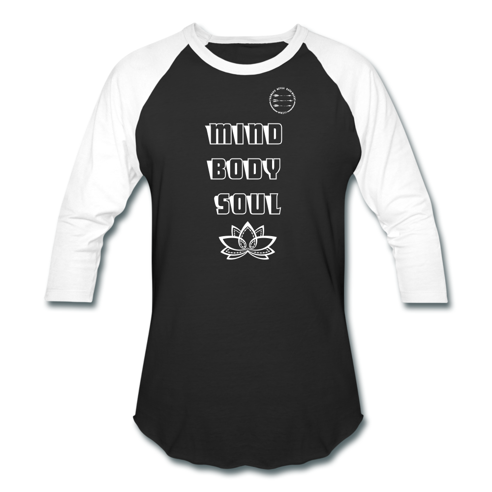 Mind Body Soul Baseball T-Shirt - black/white